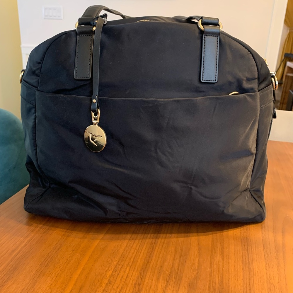 Lo & Sons OG Black Nylon Bag with Gold & Leather Accents